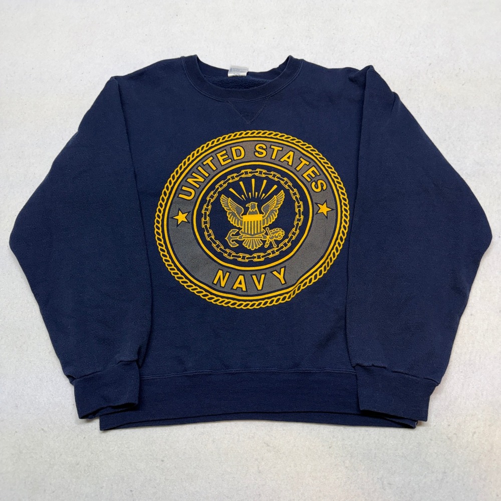 Vintage 90s Soffe US Navy Sweatshirt Mens Small Blue Crewneck Made in USA